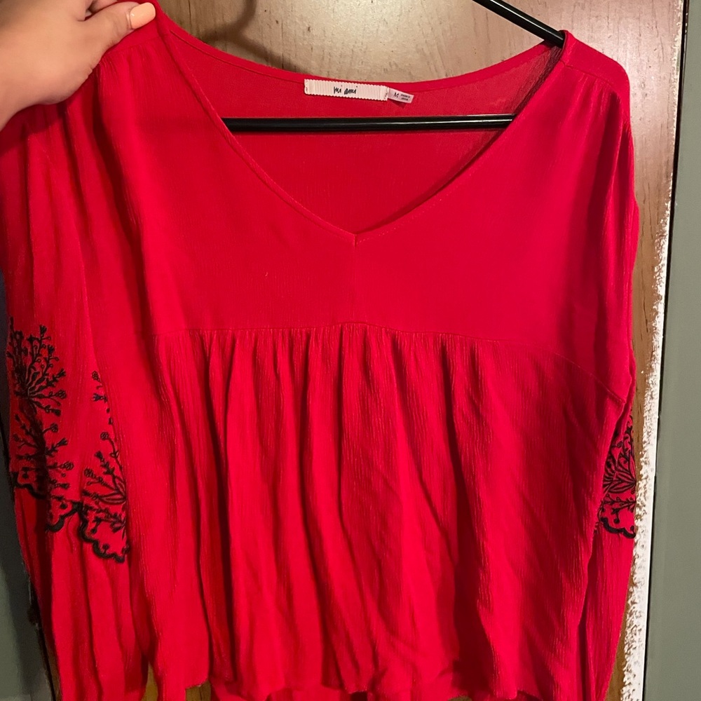 Red and black blouse